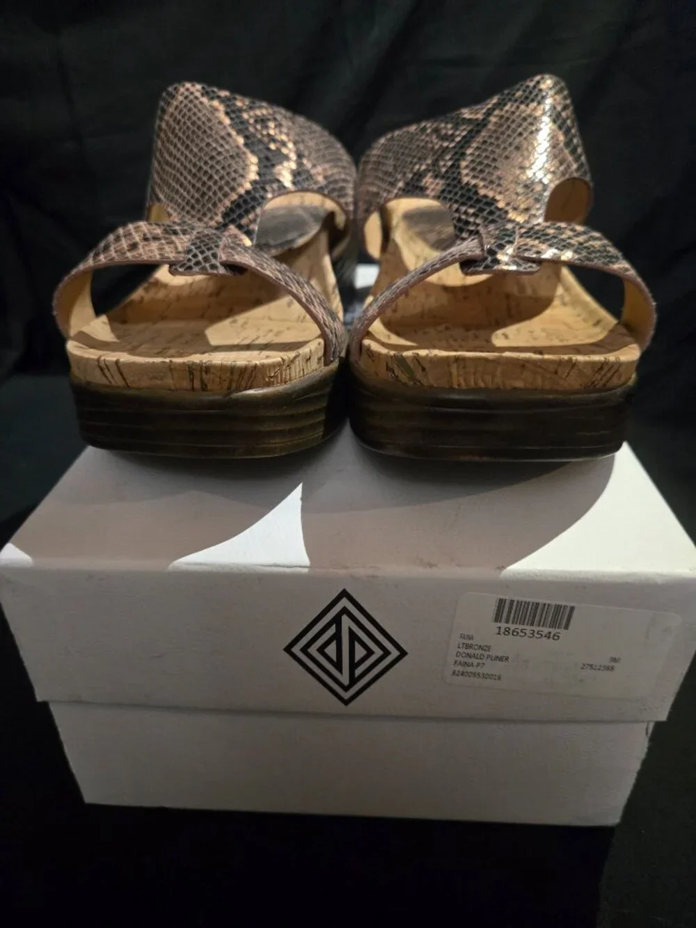 Donald Pliner Faina Metallic Python Cork Sandals 9 NIB $158